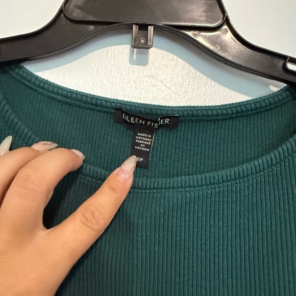 Eileen Fisher Ballet Neck Ribbed Tunic Green Knit S Long Sleeveless - Picture 4 of 7
